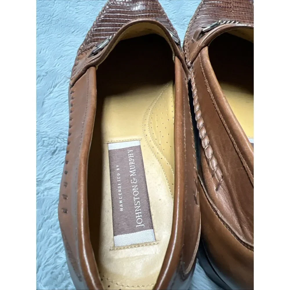 Johnston Murphy Shoes Men's 9.5 W Handcrafted Genuine Lizard Brown Oxfords Spain